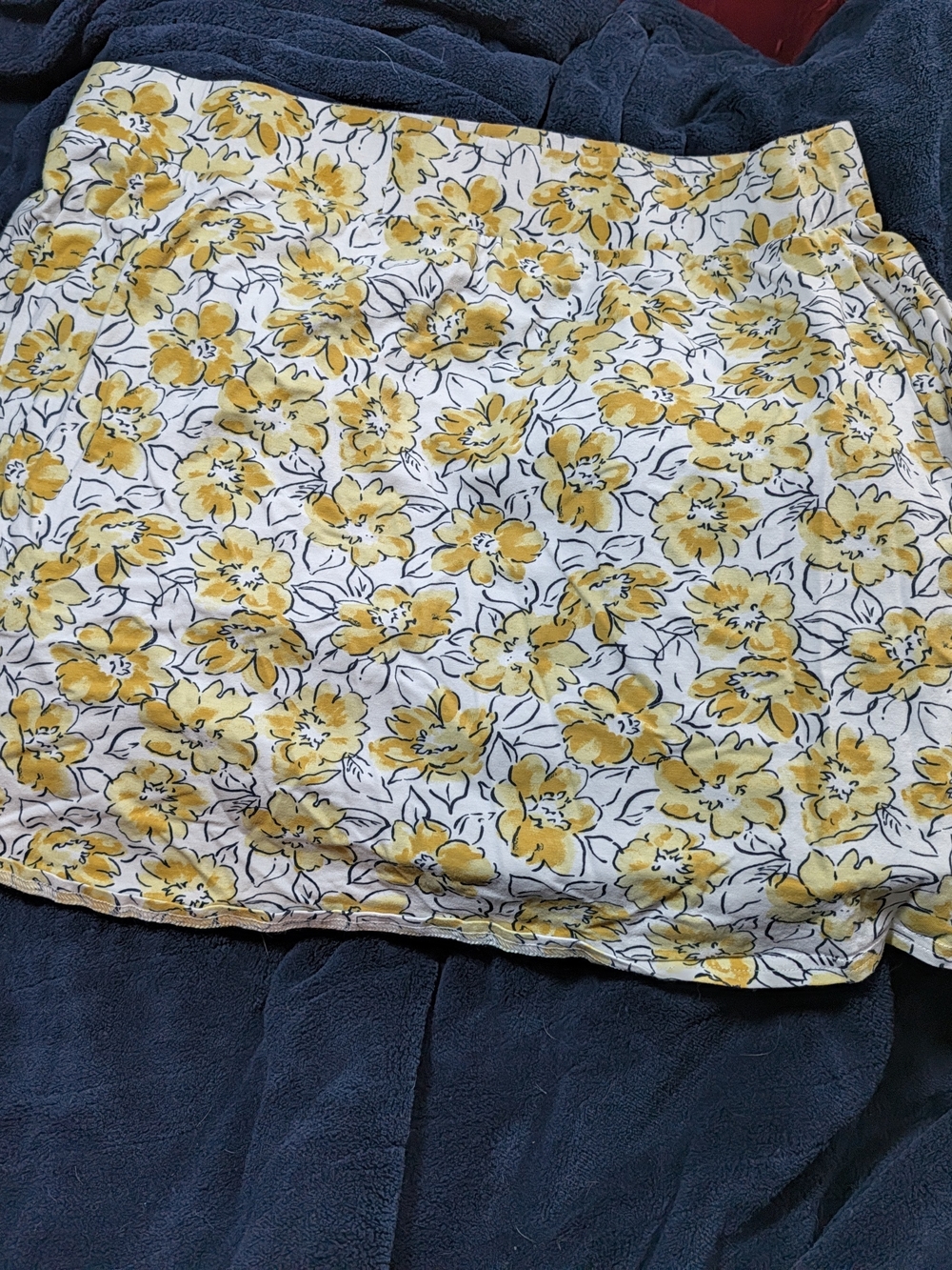 Pact White Mini Skirt with Yellow Floral Print